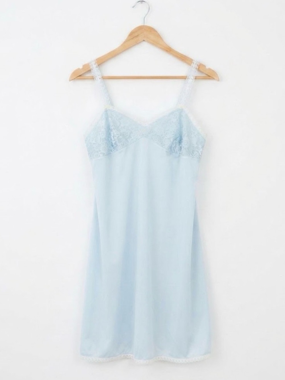 Vintage Baby Blue Slip Nightie Nightgown Coquette Medium